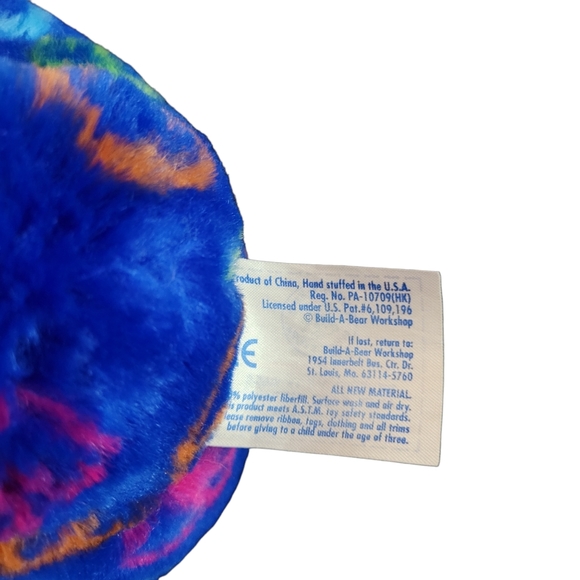 Build A Bear BABW Blue Teddy Bear Peace Sign 14" Stuffed Plush BABW - Picture 11 of 13